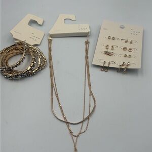 a new day Gold-Tone Layered Necklace and Earring Set